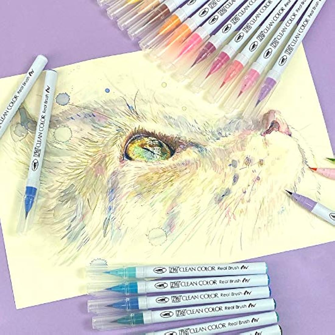 Kuretake Clean Color Real Brush Watercolour Brush Pens (Set Of 48 Colours)