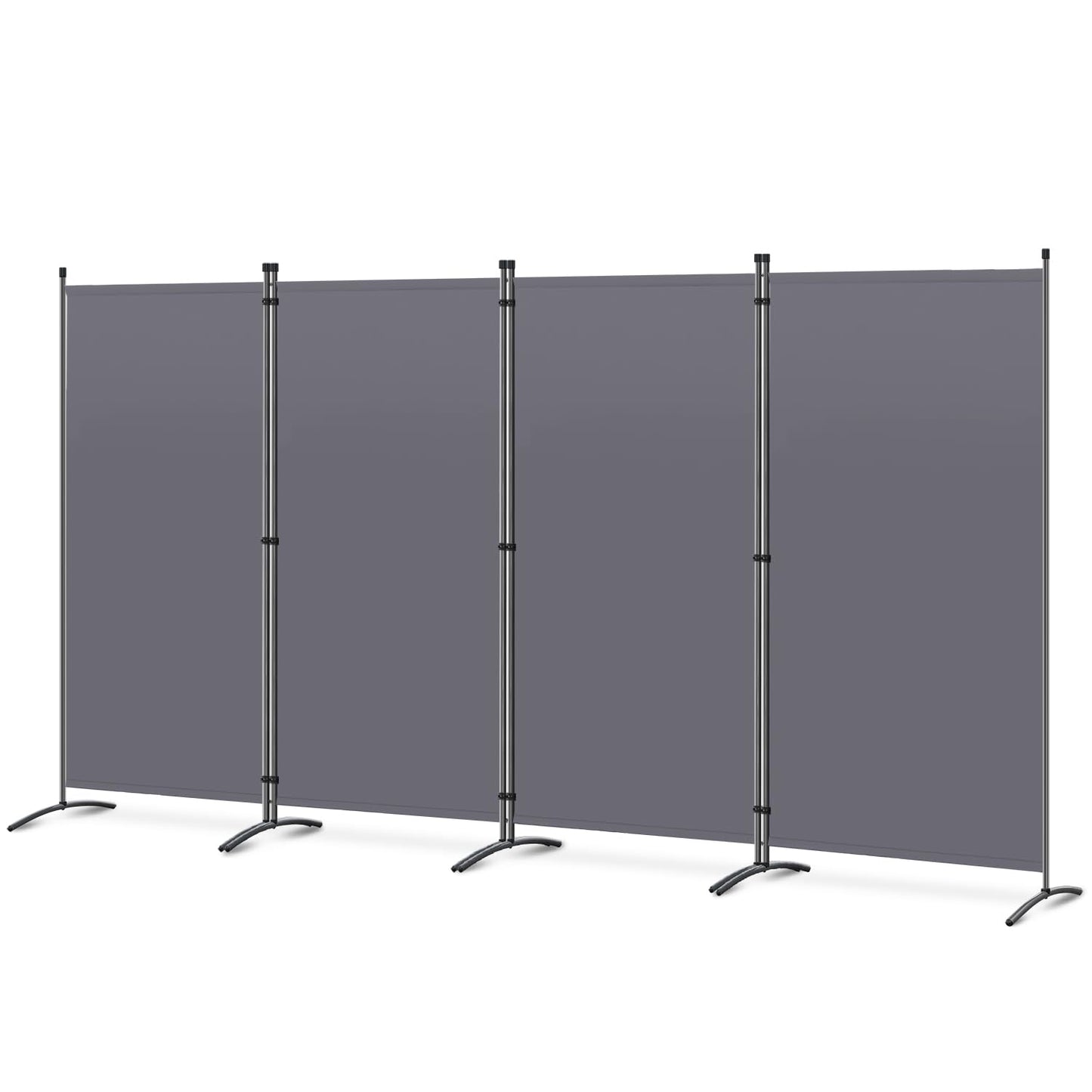 Angel Living 4 Panels Folding Room Divider | Privacy Screen with Polyester Fabric & Sturdy Iron Frame | Freestanding Partition for Office, Bedroom