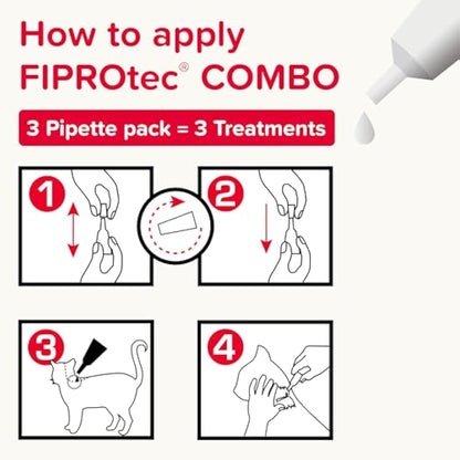 Beaphar - FIPROtec® COMBO for Cats – 3 pipettes - Kills Fleas, Flea Eggs, Flea Larvae & Ticks - Stops Fleas Multiplying on Pet and in Home - Vet Strength Cat Flea Treatment