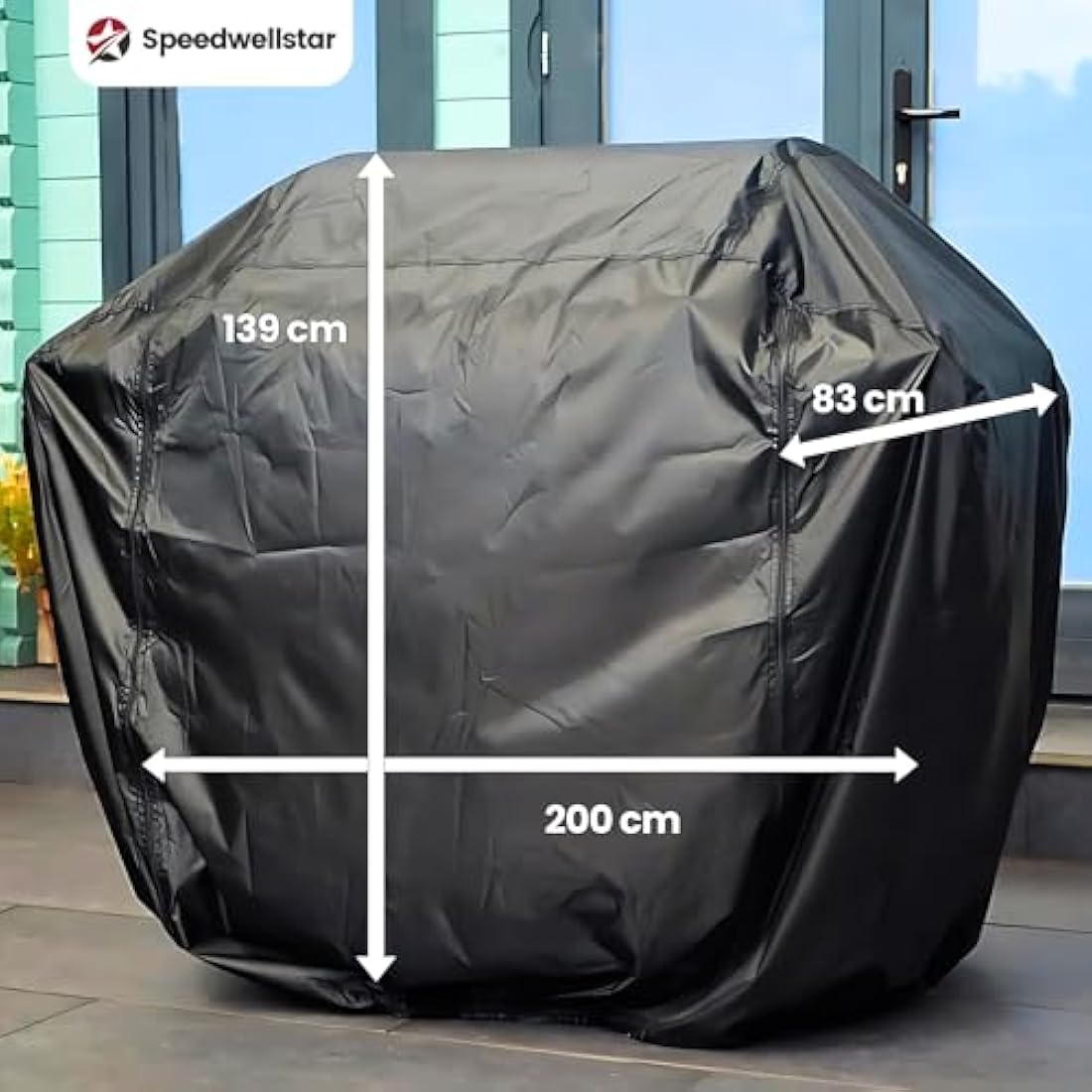 SpeedwellStar Heavy Duty BBQ Barbecue Grill Cover for Outdoor Grill – 200 L x 83 W x 139 H cm – Breathable & UV Resistant - Easy Access Dual Zips for Weber, Char-broil, Brinkmann, Outback and more.