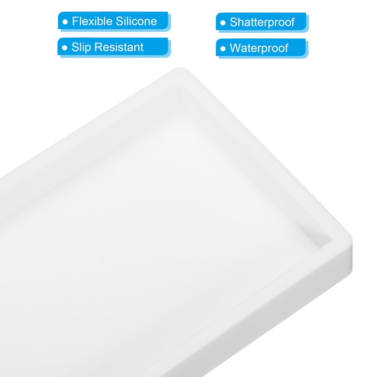PATIKIL Silicone Bathroom Tray, 8" x 4" Soap Dispenser Tray Jewelry Organizer Dish for Restroom, Dresser, Kitchen Sink for Jewelry, Coin, Key