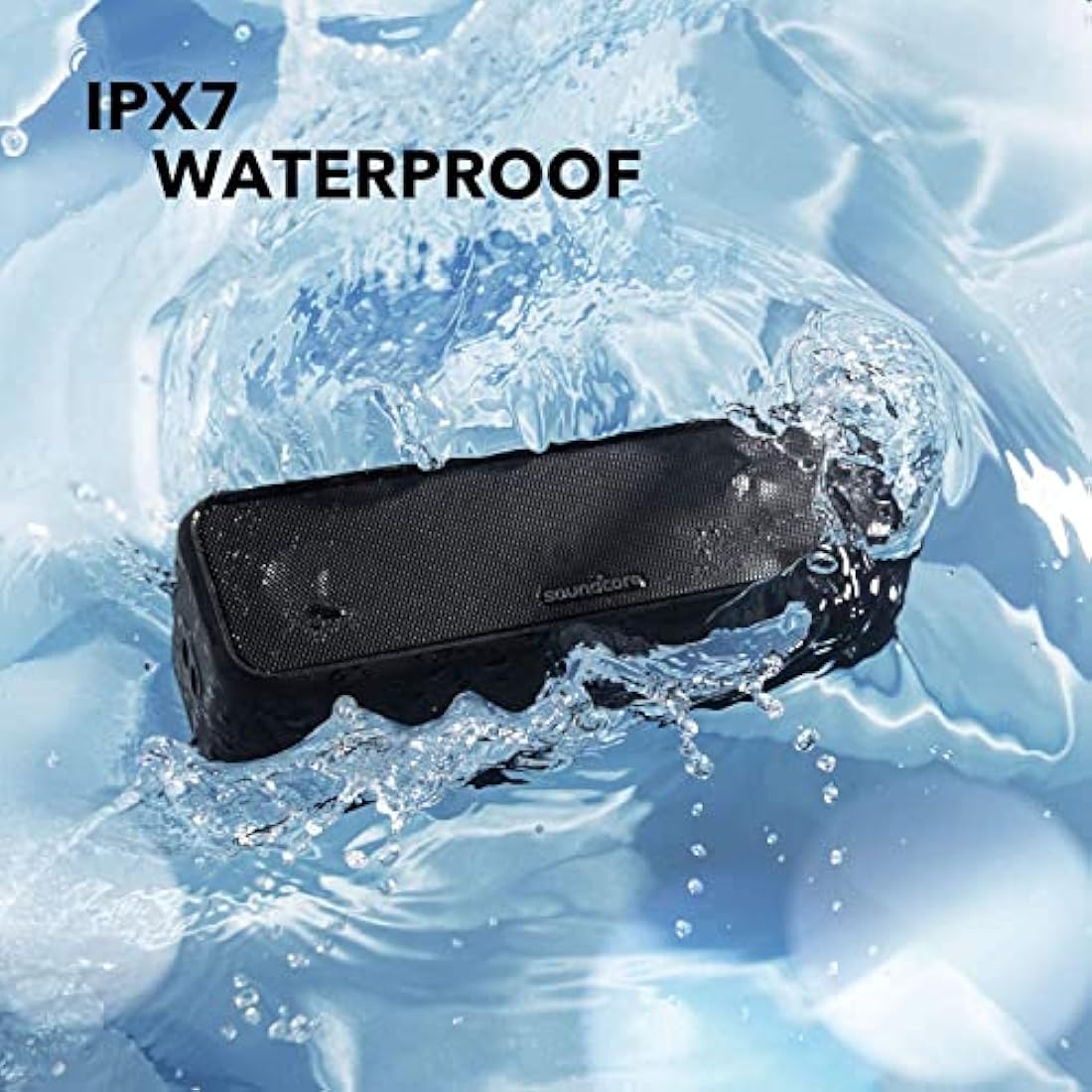 soundcore 3 by Anker, Bluetooth Speaker with Stereo Sound, Pure Titanium Diaphragm Drivers, PartyCast Technology, BassUp, 24H Playtime, IPX7 Waterproof, App, Custom EQ, Home, Outdoor, Beach