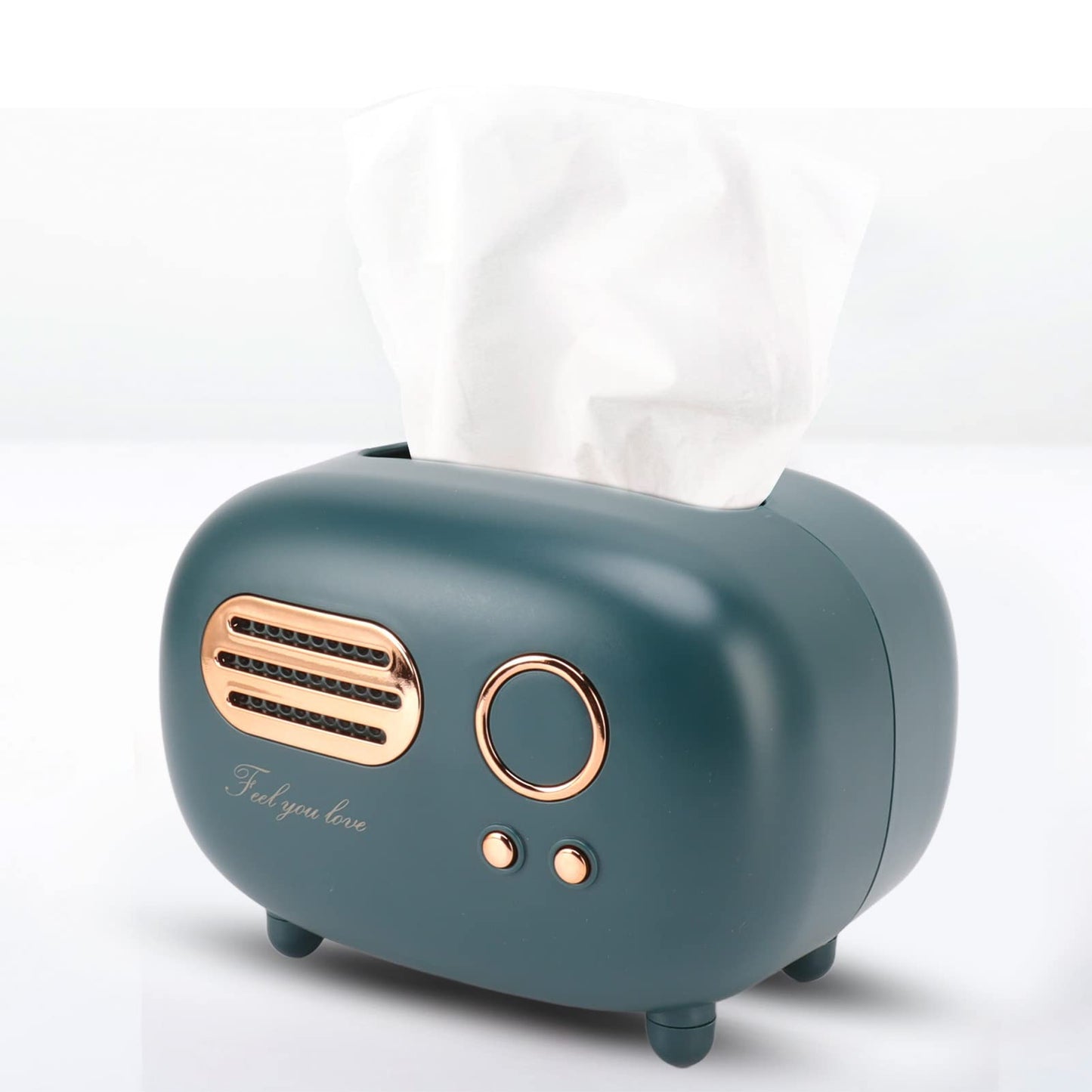 Retro Radio Shape Tissue Cover Box Vintage Paper Case Dispenser Multifunctional Tissue Box Holder for Bathroom Living Room Bedroom Dressers(Green)