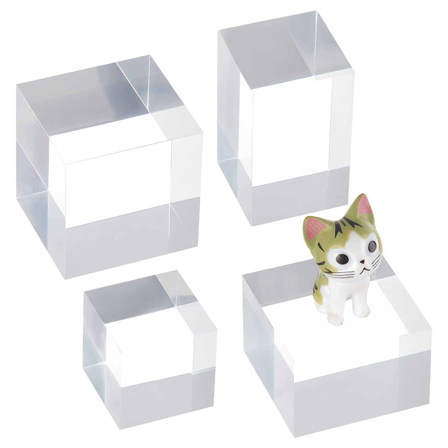 OLYCRAFT 4Pcs Acrylic Display Cubes 4 Sizes Clear Display Bases for Jewelry