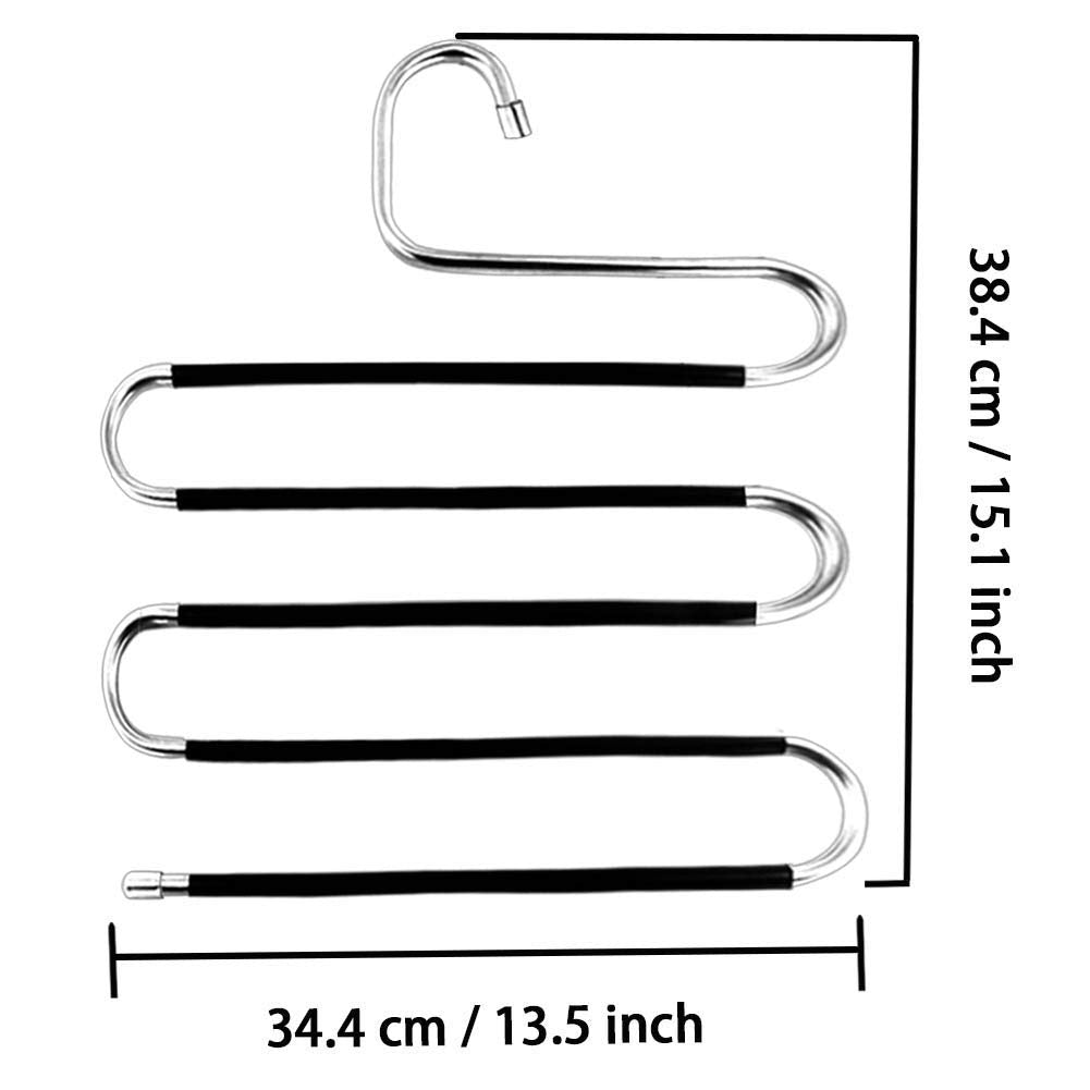 Trouser Hanger,6 Pack Trouser Hangers Space Saving S-Type Clothes Pants Hangers Non-Slip Closet Organizer for Scarfs Jeans Clothes Trousers Towels