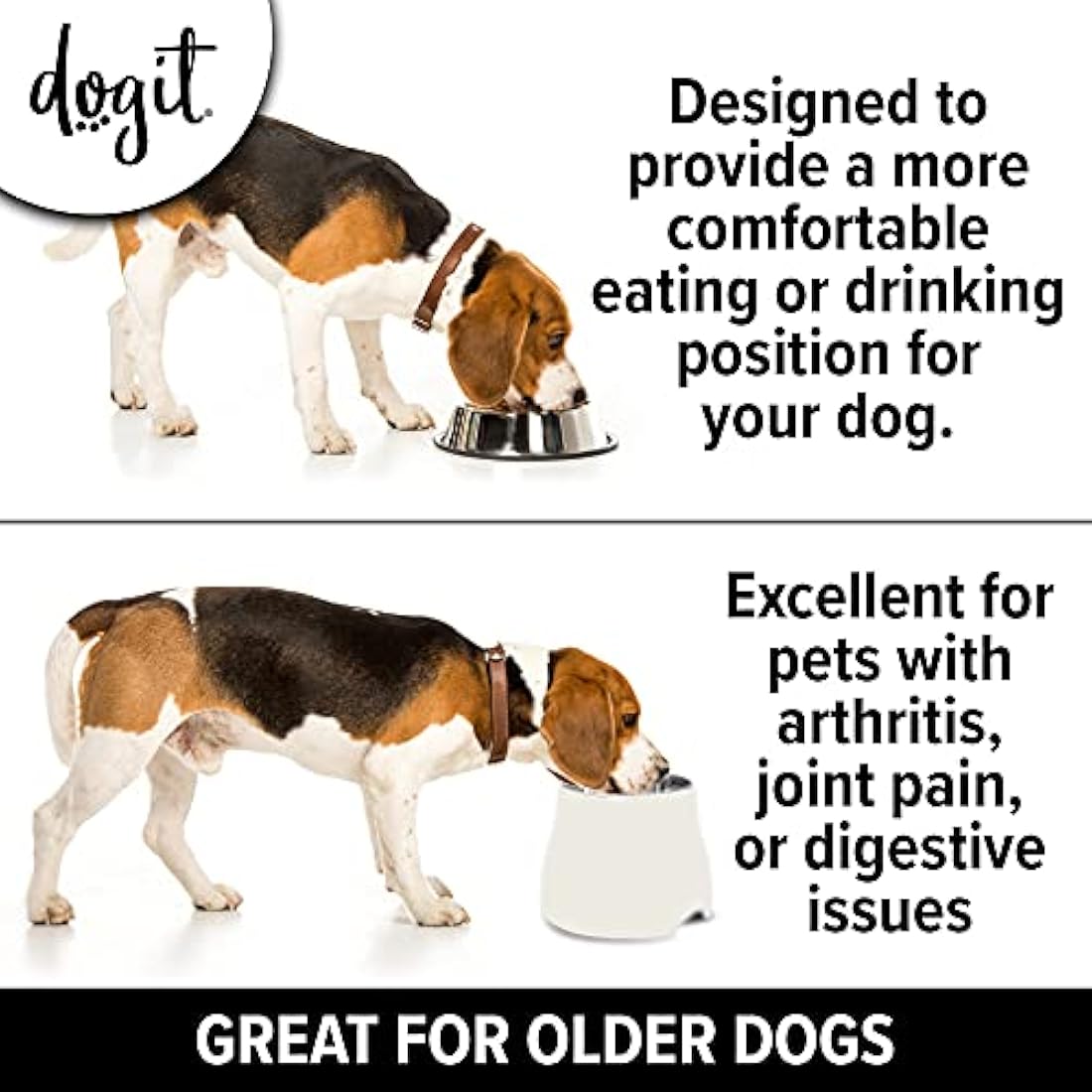 Dogit 2-in-1 Elevated Dish/Bowl, White/Cream, 900 ml Capacity