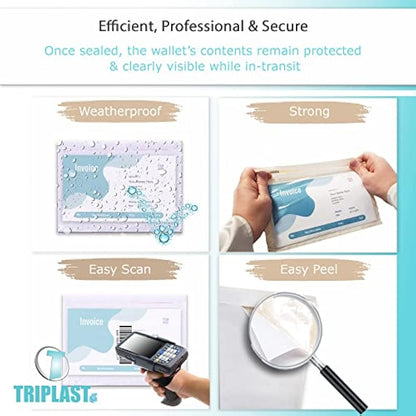 Triplast 500 x A6 Plain Document Enclosed Wallet (158 x 110 mm) | Peel & Seal Clear Plastic Envelopes/Sleeves/Pockets/Wallets | Attach Invoices, Packing Lists & Delivery Notes to Parcels