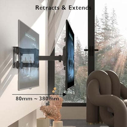 BONTEC TV Wall Mount for 23-70 Inch LED LCD, Swivels Tilts Extends Double Arm Full Motion TV Wall Bracket Holds up to 45kg, Includes HDMI Cable, Spirit Level, Max VESA 400x400mm