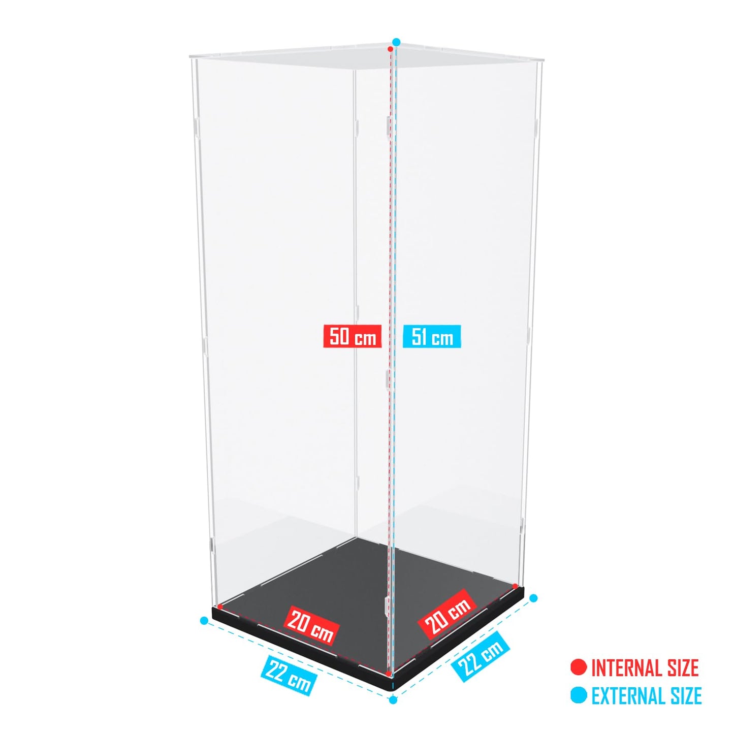 Nynelly 50 cm Tall Acrylic Display Case for Lego Statue of Liberty 21042 for Models Figures Dolls