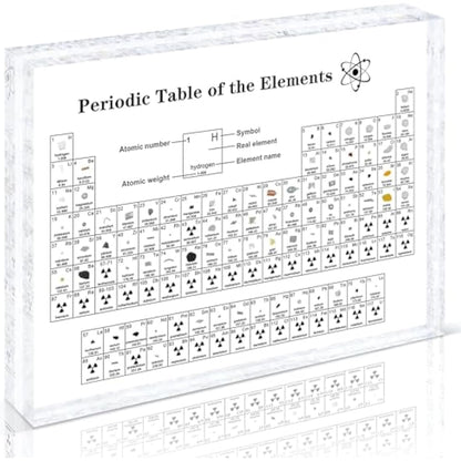 Large Periodic Table With Real Elements Inside - Acrylic Display With 83 Element Samples - Chemistry Gifts Crafts Decor for Kids Adults Teacher