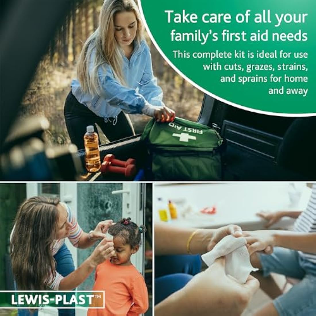 LEWIS-PLAST 224 Pieces All Purpose Large First Aid Kit Haversack - Compact Design for Convenient Storage, Ideal for Home, Office and Sports - Home Medical Kit - Complete First Aid Kit