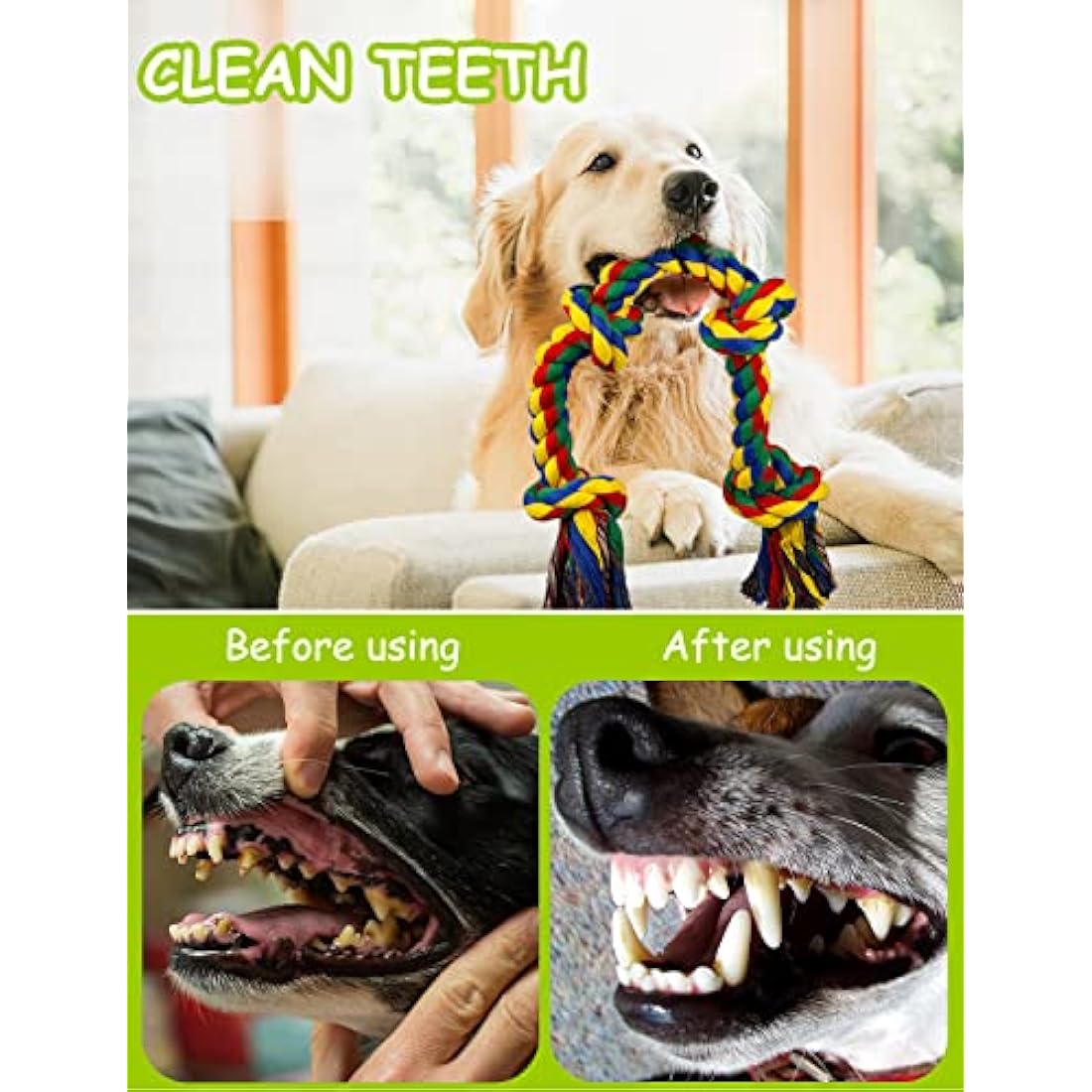 Decyam Dog Rope Toys for Large and Medium Breeds - 2 Pack of Heavy Duty XL Indestructible Dog chew Toys, 100% Cotton Tough Rope Chew Toy