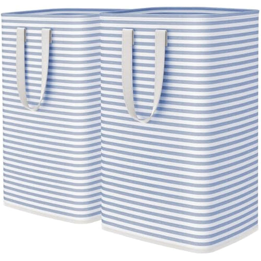 Lifewit Freestanding Laundry Basket 80L, Large Foldable and Waterproof Laundry Basket with Handles Easy Transport, Laundry Basket for Clothes, Towels, Toys, Blankets, Blue, 2 Packs