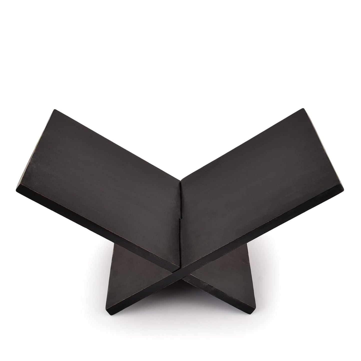 Indus Lifespace Book Stands Mango Wood Cross Frame Black Wooden Book Holder, for Magazine, Art Book, Cook Book, Bible, Quran (11" x 10" x 0.75")