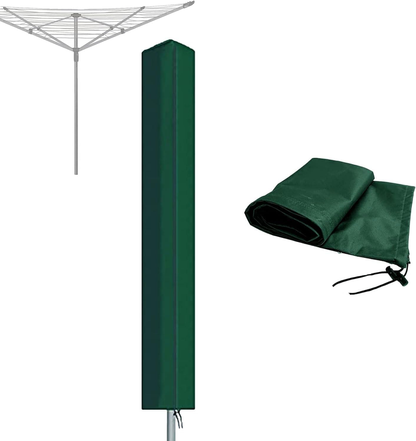 RICHIE Rotary Airer Cover Rotary Clothes Line Cover 600D Washing Lines Cover Waterproof with Zip 16x16x165cm Rotary Dryer Covers Dryer Protective