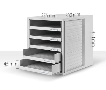 HAN 1401-11, SCHRANK-SET Drawer set . Innovative, attractive design with 5 open drawers, light-grey