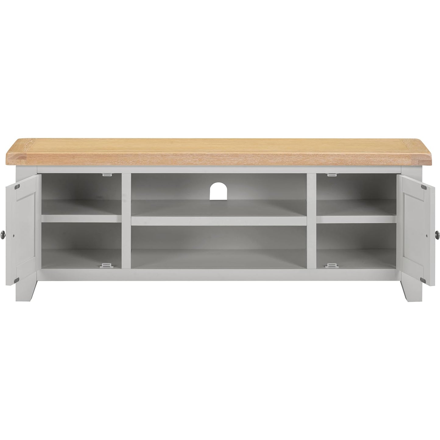 Seconique Windsor Straight Tv Unit in Pebble Grey/Oak