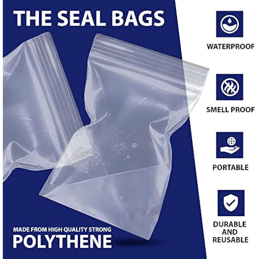 100 Grip Seal Bags 12.75" x 12.75" | Reusable Strong Zip Lock | Clear Resealable Plastic Bags | Polythene Packaging for Food Storage, Jewellery - by Sabco (12.75" x 12.75")