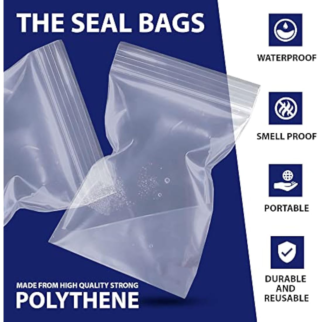 100 Grip Seal Bags 8" x 11" | Reusable Strong Zip Lock | Clear Resealable Plastic Bags | Polythene Packaging for Food Storage, Jewellery - by Sabco (8" x 11")