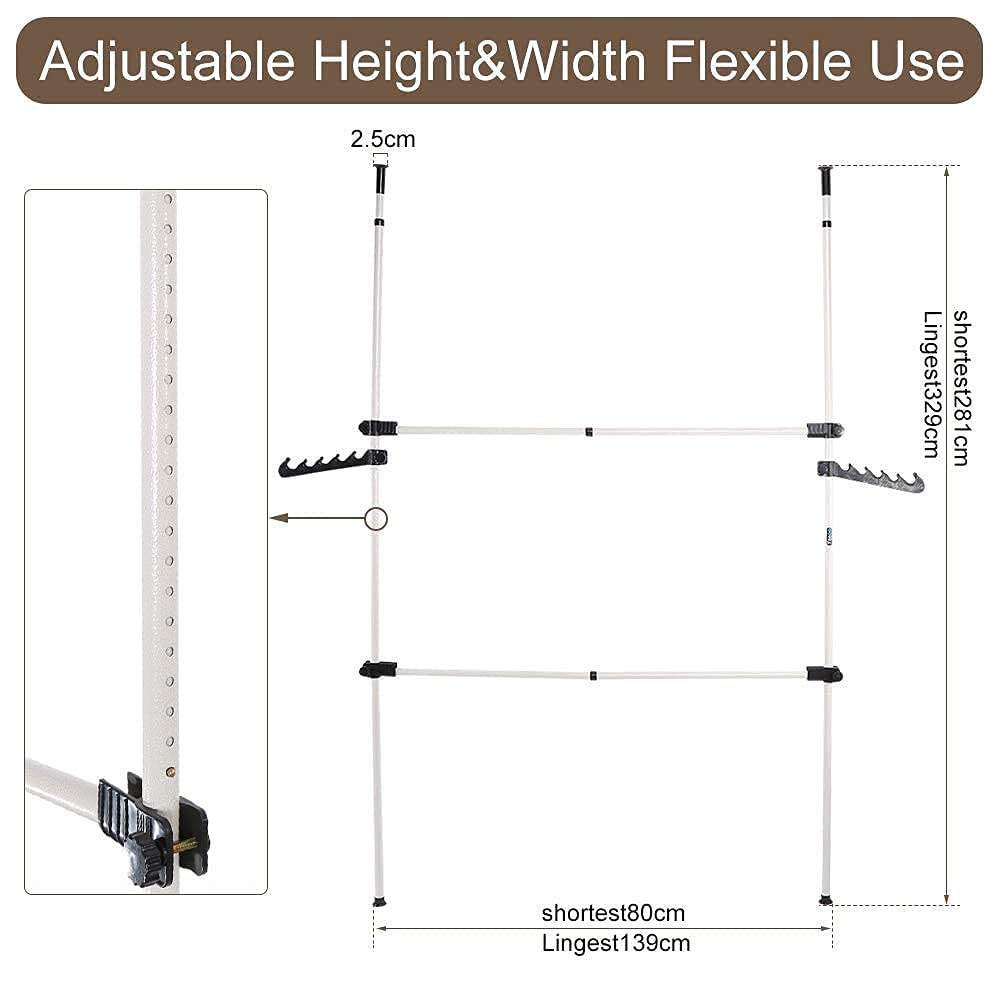 Ejoyous 2 Poles Heavy Duty Telescopic Clothes Rail, Freestanding Hanger, for Everyday Home Dormitory Hotel DIY, Garment Rail, DIY Wardrobe Rail