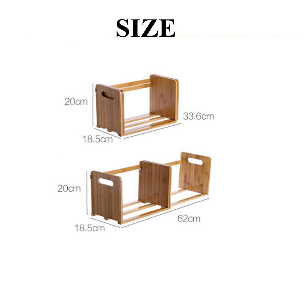 HomDSim Bamboo Desktop Bookshelf Adjustable Storage Organizer Display Shelf Rack,Countertop Platforms, Book Stands Shelves
