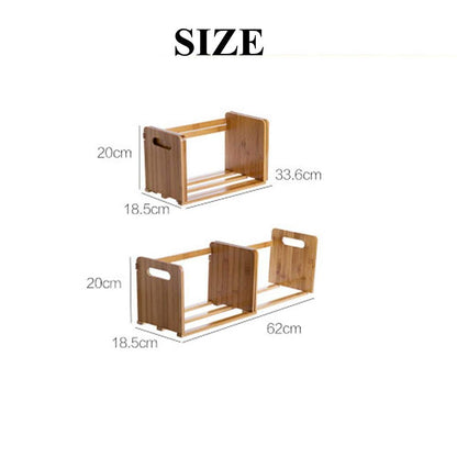 HomDSim Bamboo Desktop Bookshelf Adjustable Storage Organizer Display Shelf Rack,Countertop Platforms, Book Stands Shelves