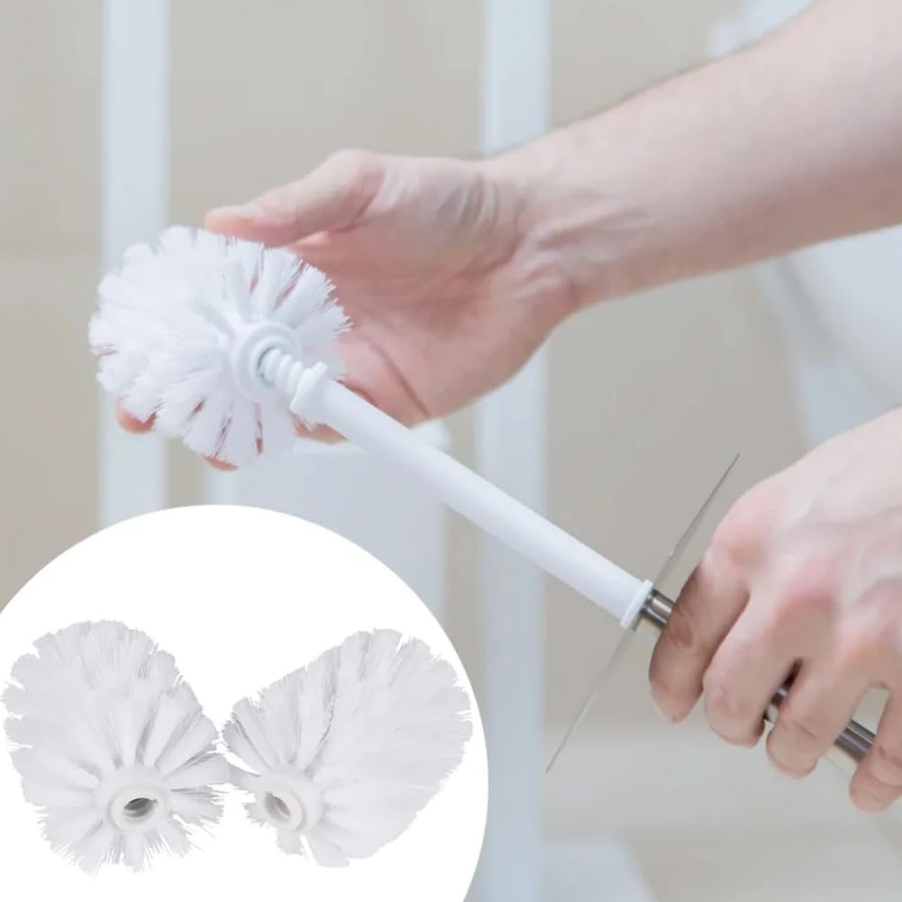 Oyiclyea Toilet Brush Head Replacement White 4 Pcs Universal Toilet Brushs Heads,Plastic Replacement Toilets Bowl Brushs Heads,12mm Threaded