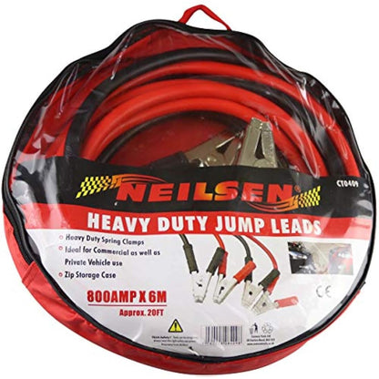 Neilsen CT0409-800amp Booster Cables 6.0M | Heavy Duty Jump Leads with Spring Clamps | Supplied in Carry Case
