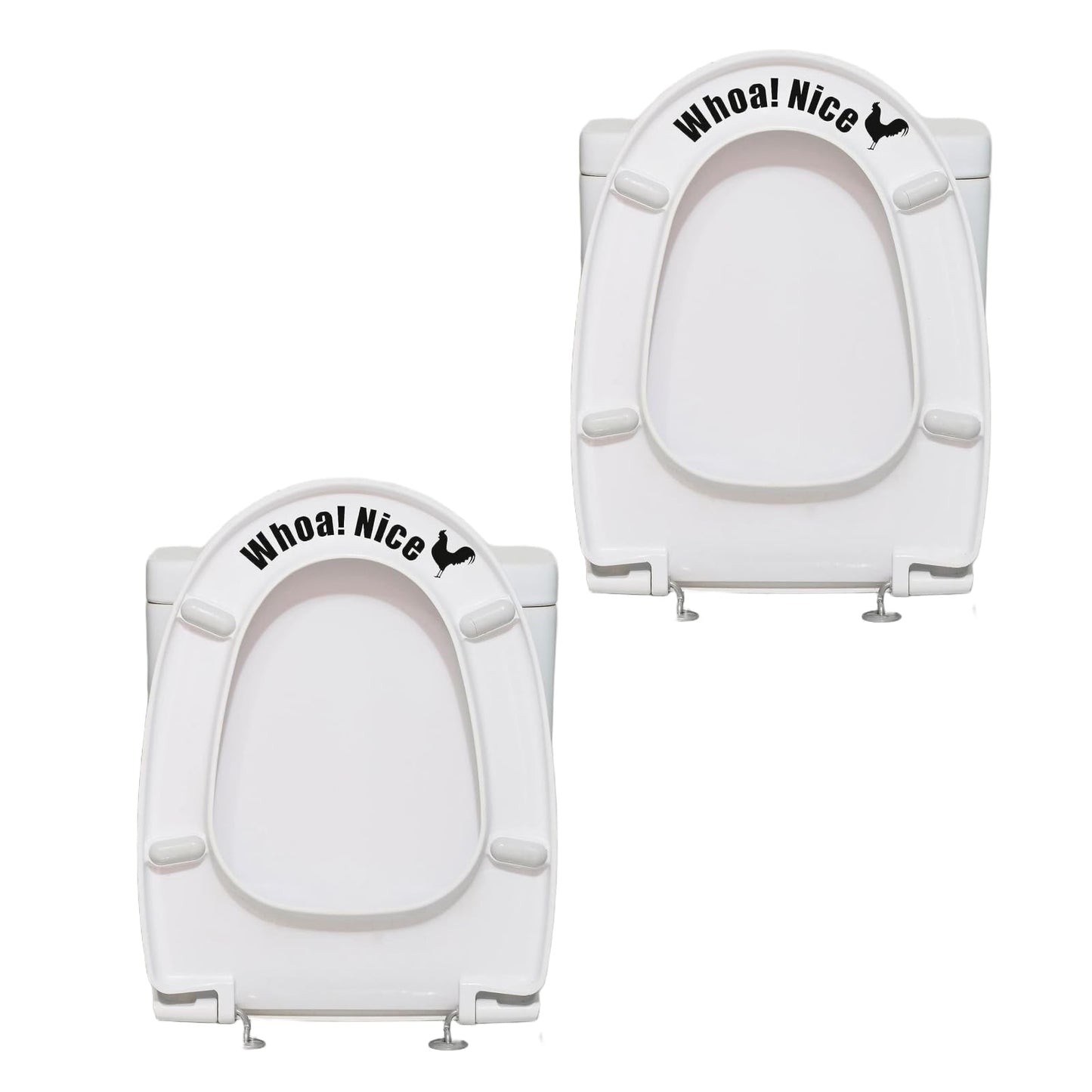 2Pcs Funny Cock Toilet Stickers,Whoa Nice Sticker Decal,Prank Stickers,Waterproof Vinyl Wall Art Sign Decor,Removable Self-Adhesive Seat Quote Murals