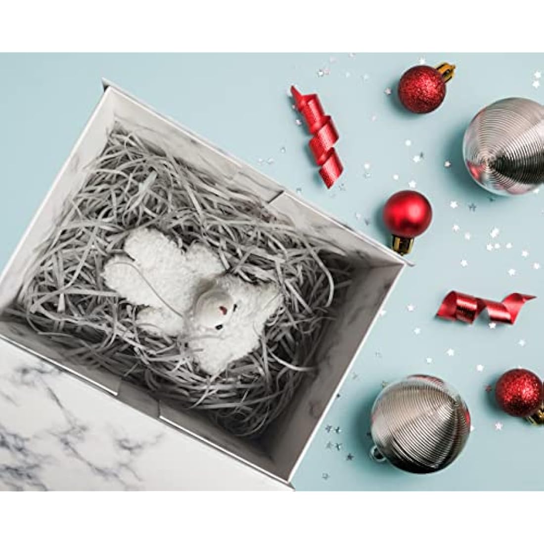 Marble Gift Box 23.5x17x10 cm, Gift Box with Magnetic Lids and Silk Ribbon Specially Designed for Valentines Day, Present Birthdays, Holidays, Anniversaries Gift Packaging