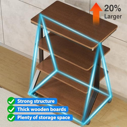 5Rcom HiFi Racks and Stands Audio Rack Cabinet AV Shelf Movement Stand 4 Tiers Wooden Shelves for Turntable Record Player DVD Entertainment Unit Multifunctional Height Adjustable Load Capacity 54KG