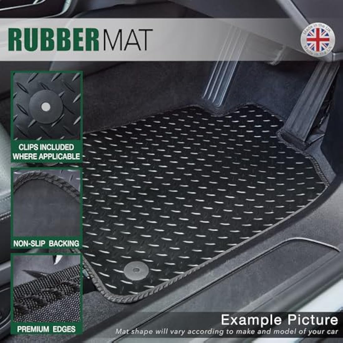 GCM - Car Floor Mats for Peugeot 3008 2016 To 2024 (Also for Hybrid) Full Floor Protection - Anti Slip & Fit Rubber Car Mats with Clips Easy to Clean Heavy Duty for All-Weather - Red Edging, Rubber