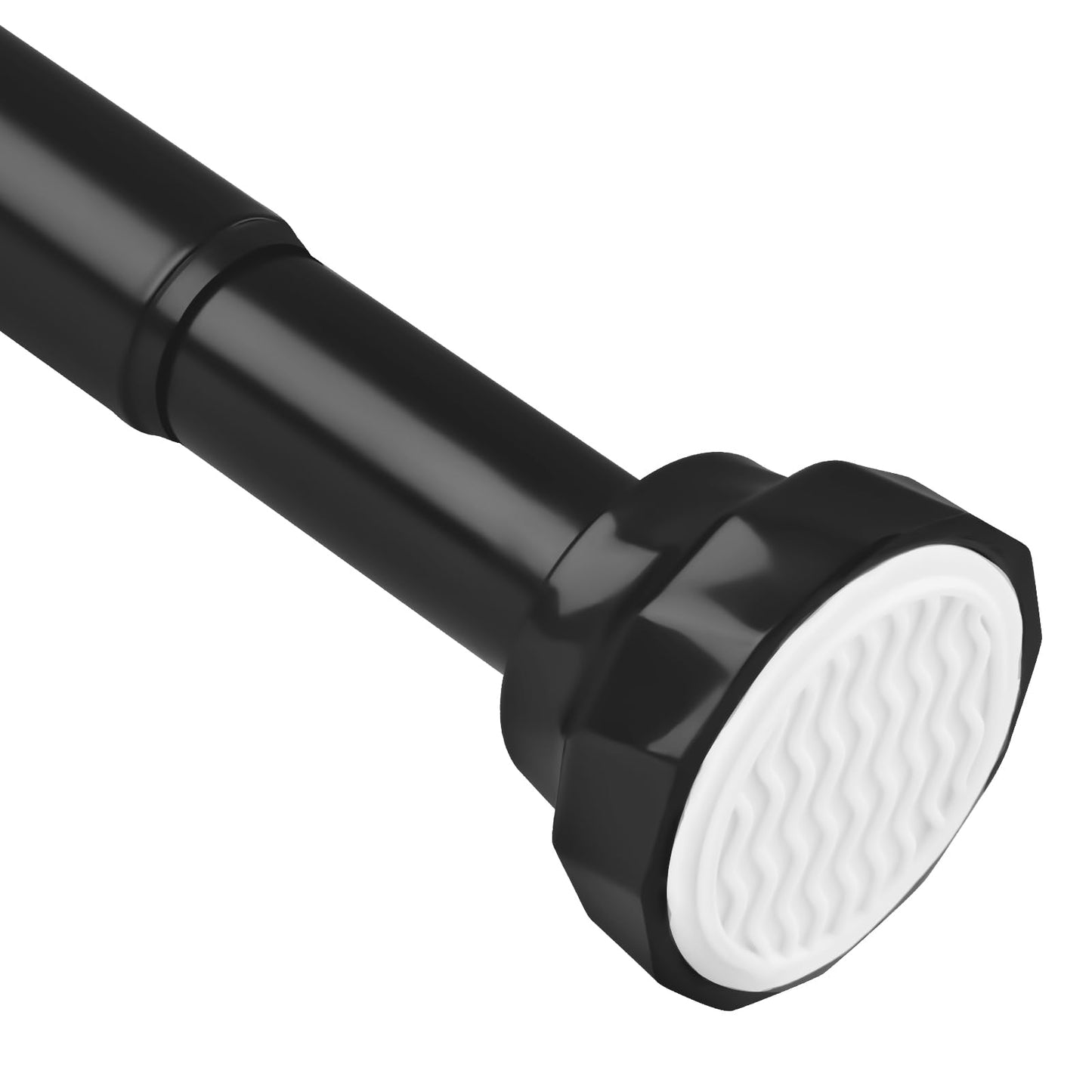 Black Extendable Shower Curtain Pole 76-195cm, Ø25mm Shower Curtain Pole No Drilling for Bathroom, Doorways, Balcony