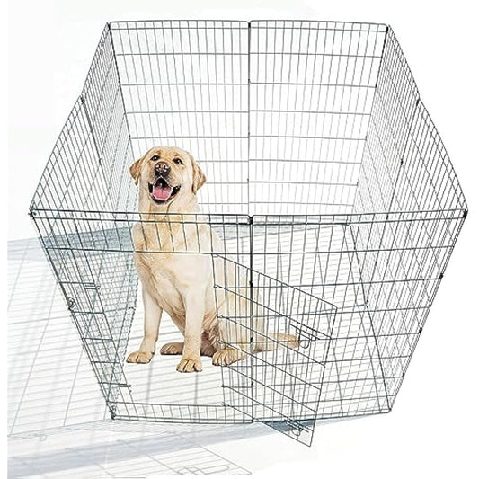 Ellie-Bo Easy-Up 8 Piece Foldable Portable Dog Puppy Play Pen with Door for Indoor/Outdoor Use 61cm High, Rabbit, Cat, Guinea Pigs