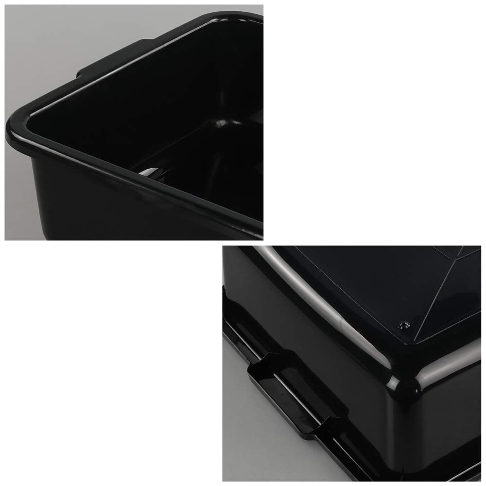 Teyyvn 13 L Plastic Bus Box, Commercial Wash Basin Tote Box, 4-Pack, Black
