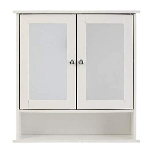 Premier Bathroom Mirror Cabinet, Mirrored Doors, With Shelf - White