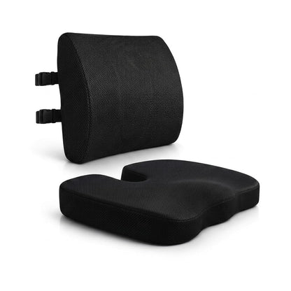 ELIXIR HIVE 2-Piece Orthopaedic Memory Foam Cushion Set – Coccyx & Sciatica Support Black