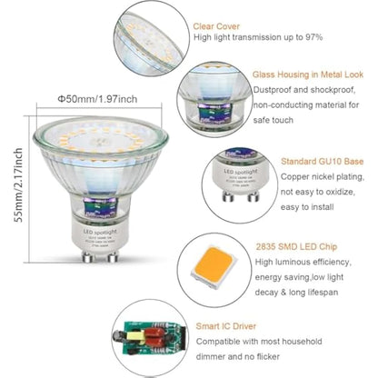 HiBay 4X 5W Dimmable Fire Rated GU10 LED Downlights Recessed Ceiling Lights Spotlight Brushed Chrome Warm White 240V