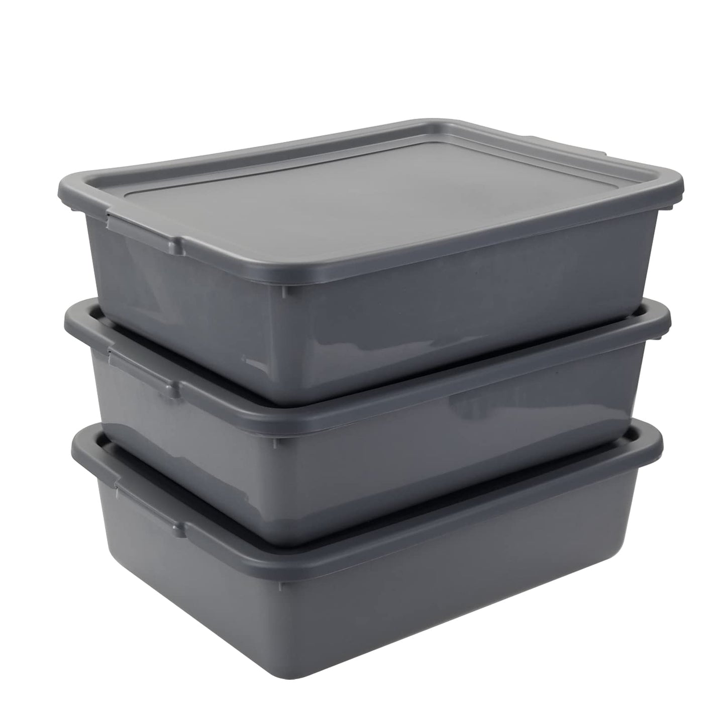 Begale 3-Pack Washing Up Bowl with Lid, Plastic Bus Box, 13 L, Grey