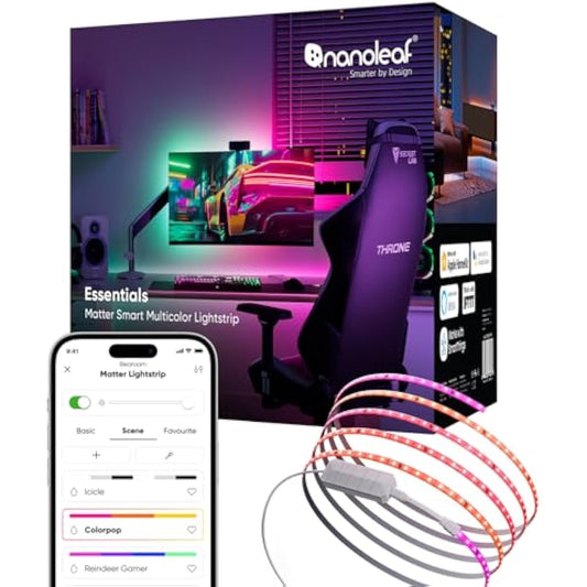 Nanoleaf Matter Wi-Fi 5M Gradient LED Light Strip - 300 RGB IC Addressable LEDs, Music & Screen Sync, Trimmable Strips, Smart App & Voice Control (Works with Alexa Apple Google), Bedroom Gaming Decor