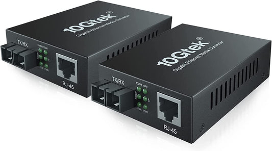 ipolex Gigabit Single-Mode SC Fiber to Ethernet Media Converter, Built-in 1000Base-LX SFP Module, 1310nm, SMF, up to 20-km, Dual SC Fiber to