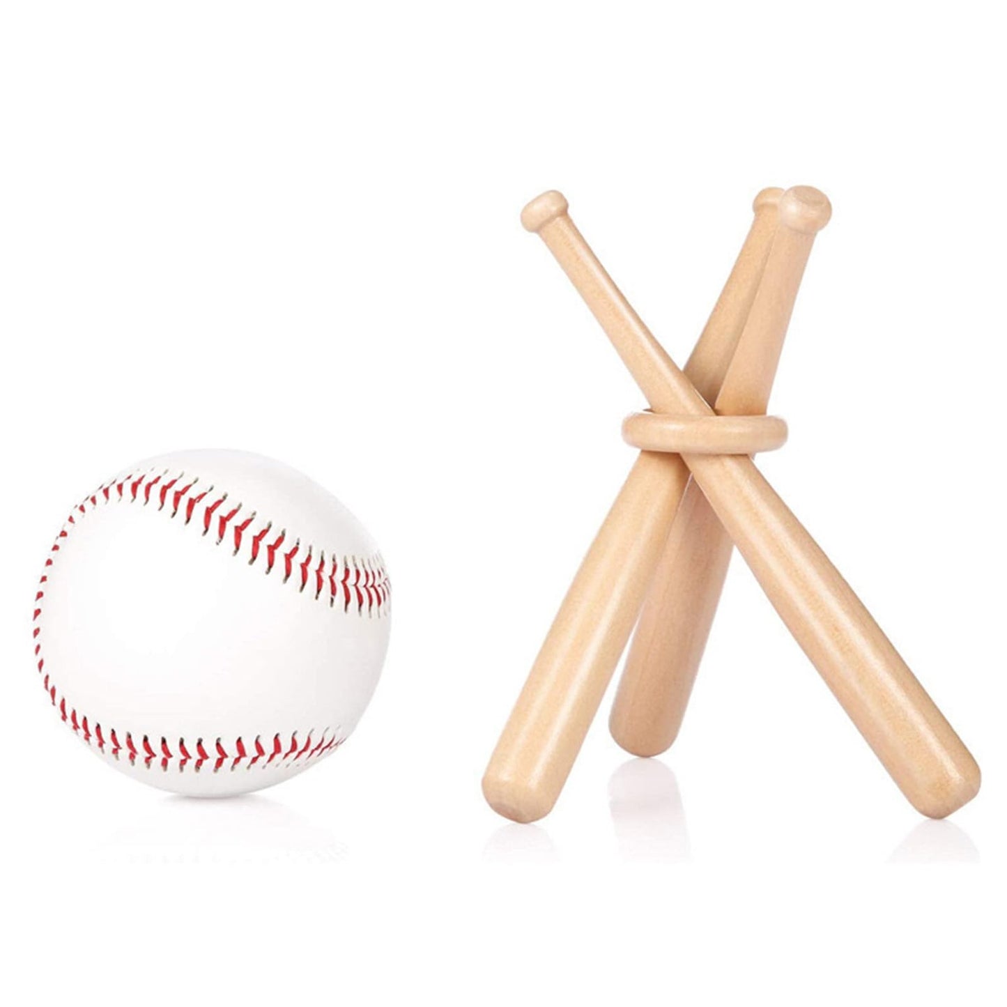 DCYQAIN Wooden Baseball Display Stand, Creative 3-Bat Design Ball Holder for Autographed Baseball Golf Ball
