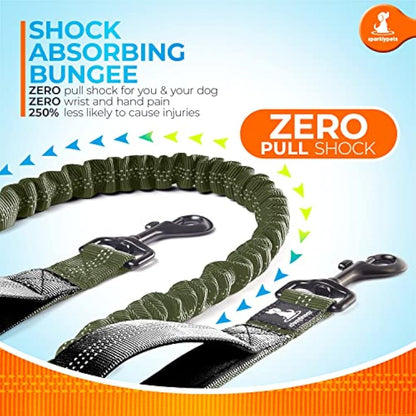 SparklyPets Hands-Free Dog Lead for Medium and Large Dogs – Professional Harness with Reflective Stitches for Training, Walking, Jogging and Running Your Pet (Green Range, For 1 Dog)
