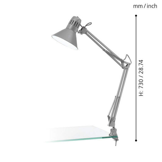 Eglo E27 Modern Silver Adjustable Clip on Desk Light 'FIRMO'