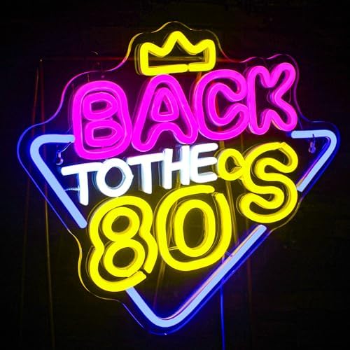 Looklight Back to The 80's Neon Sign Colorful Neon Signs for 80’s Party, Dimmable Letter Neon Light Sign for Bedroom 80s Party Decor Home Bar,Light Up Signs for 80s Theme Party Decorations