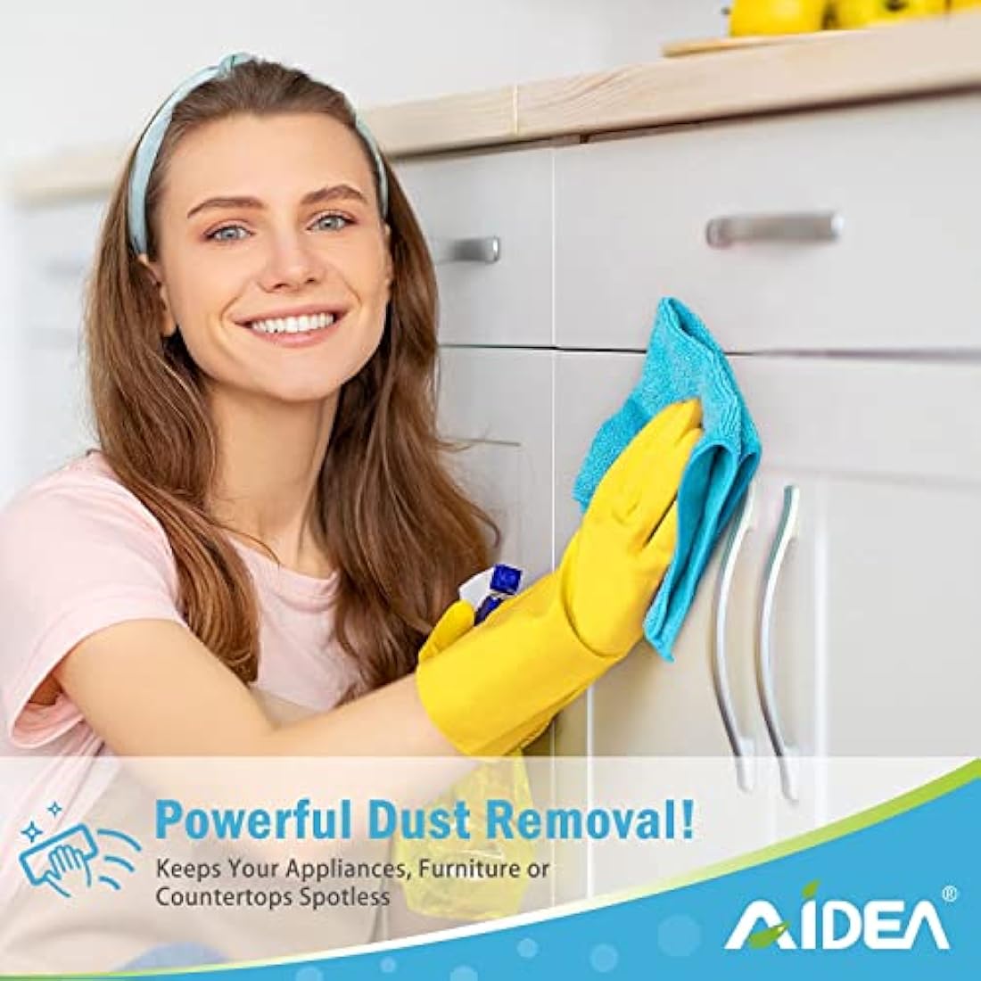 AIDEA Microfibre Cleaning Cloths Pack of 100, Multifunctional Reusable Microfibre Cleaning Towels, Lint Free Streak Free Washable Cloth Duster for House, Kitchen, Car, Motorbike, Windows 30 x30 cm