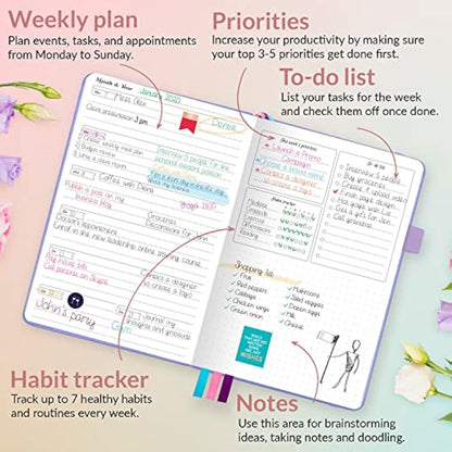 GoGirl Planner and Organizer for Women – Compact Weekly Planner, Goals Journal & Agenda to Improve Time Management & Productivity (Lavender)