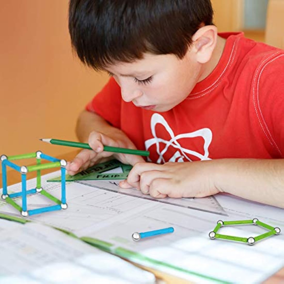 Geomag Classic - 93 Pieces - Magnetic Construction for Children - Green Collection - 100 Percent Recycled Plastic Educational Toys