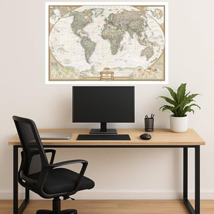 National Geographic World Executive Wall Map - Antique Style - 46 x 30.5 inches - Art Quality Print