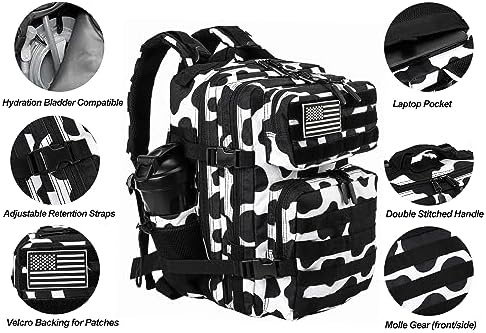 LHI Tactical Military Backpack for Men and Women 25L/35L Army Assault Pack Bag Small Rucksack with Bottle Holder